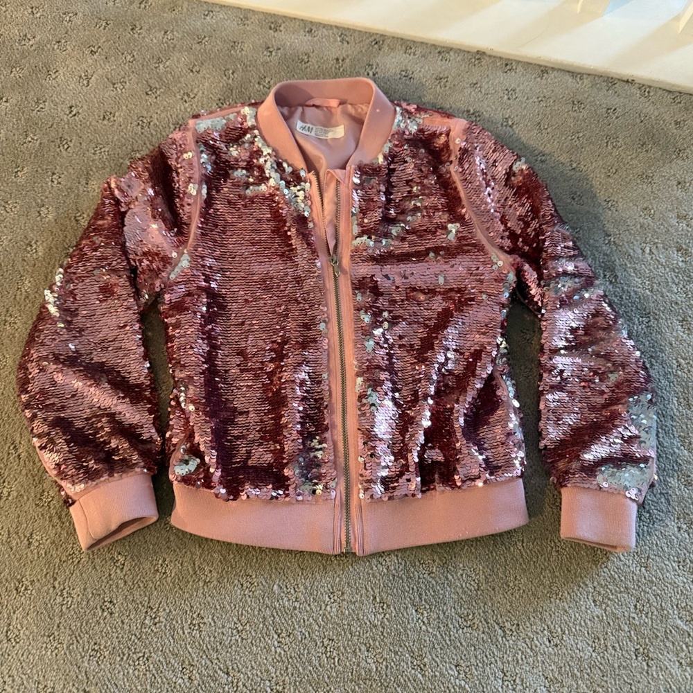 Sequin Jacket - pink and silver flip sequin H&M 6-7